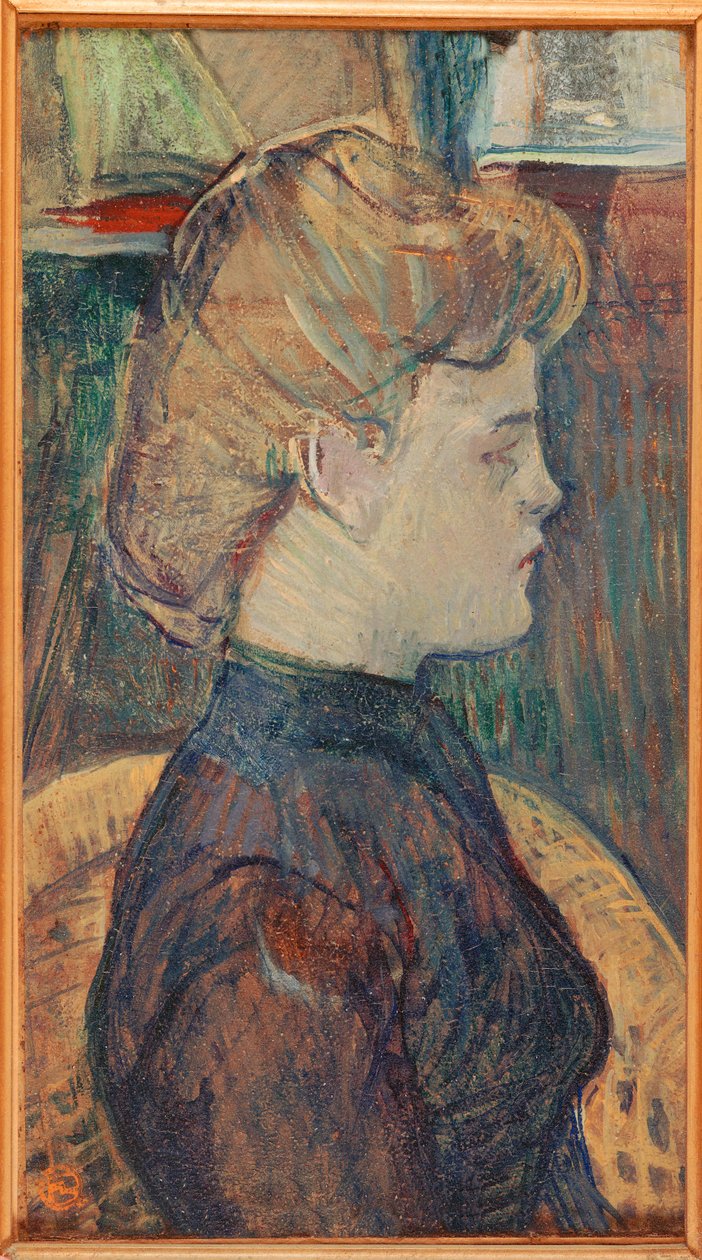 A modelo de pintura Helene Vary no atelier de Henri de Toulouse-Lautrec