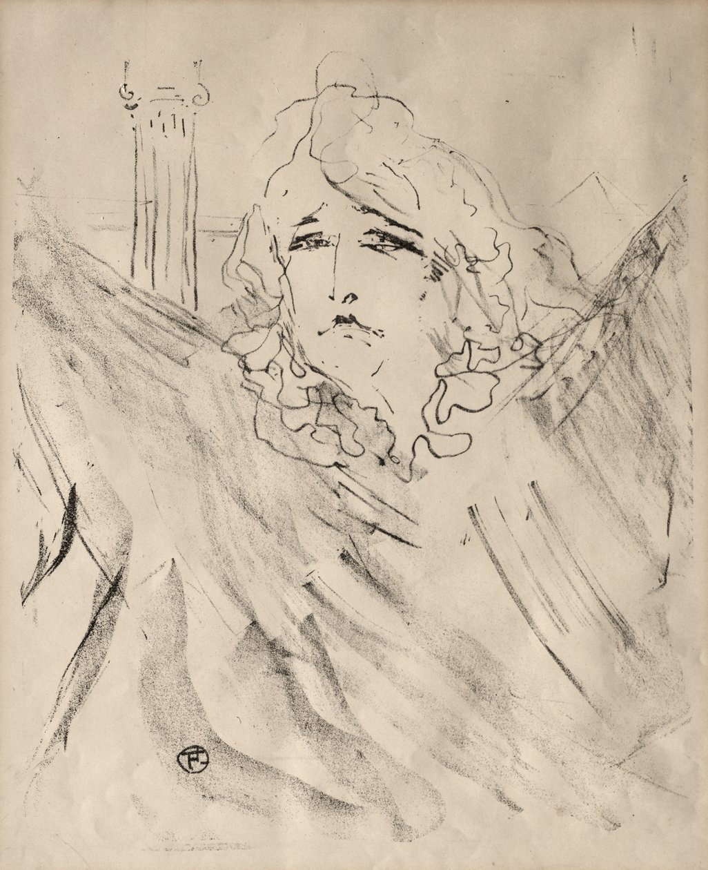 Retratos de Atores e Atrizes: Treze Litografias: Sarah Bernhardt de Henri de Toulouse-Lautrec