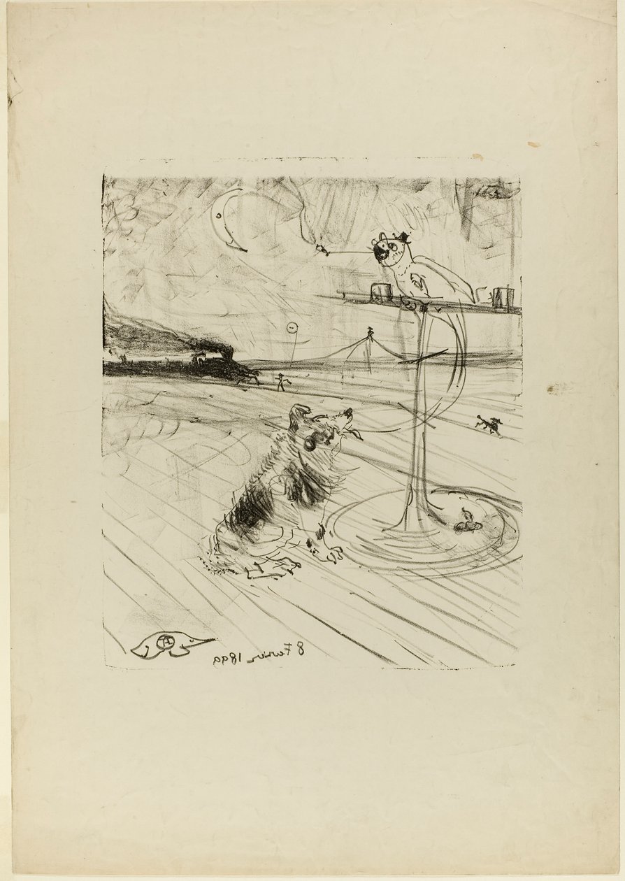 O cão e o papagaio de Henri de Toulouse-Lautrec