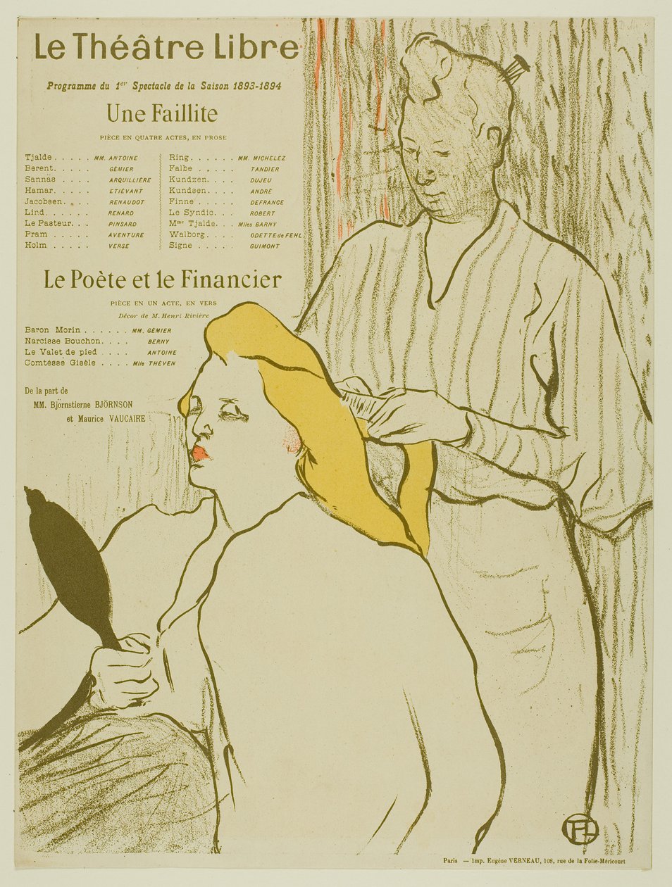 O Cabeleireiro, Programa para o Théâtre Libre de Henri de Toulouse-Lautrec