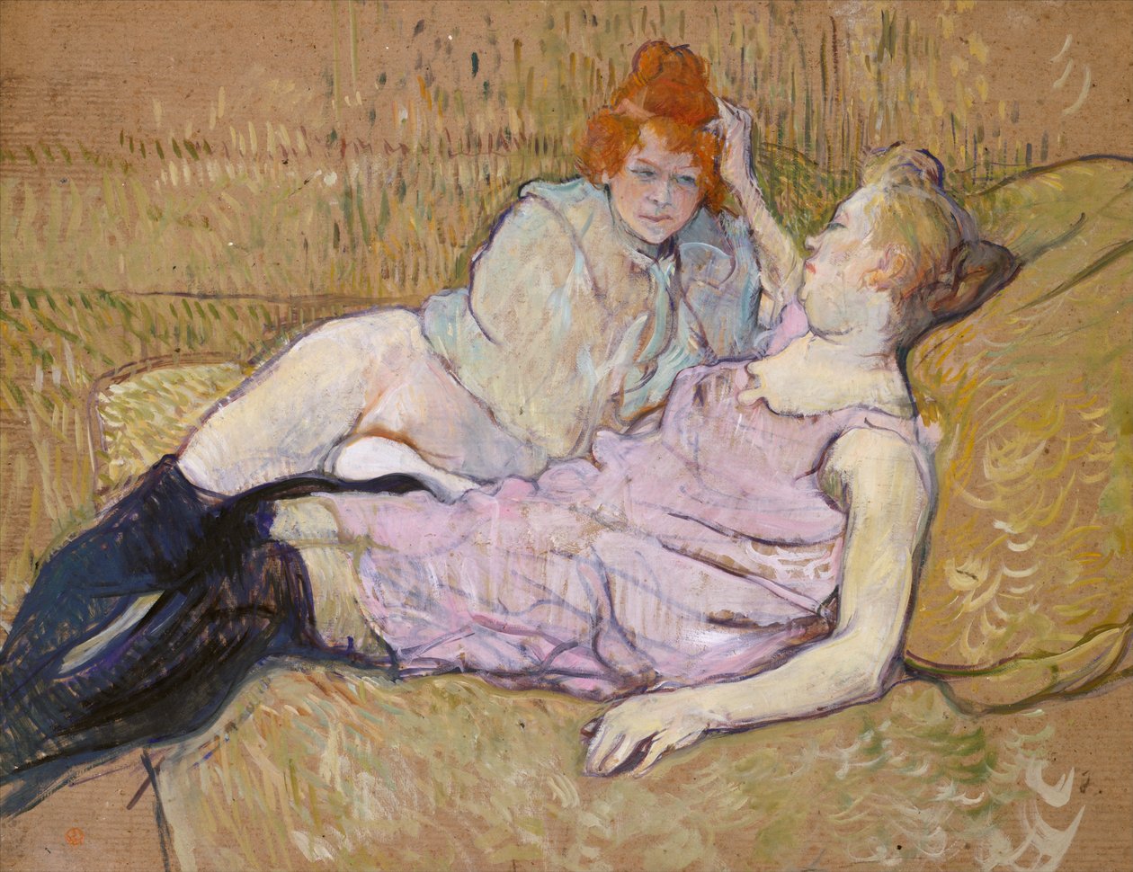O Sofá, c.1894-96 (óleo sobre papelão) de Henri de Toulouse Lautrec
