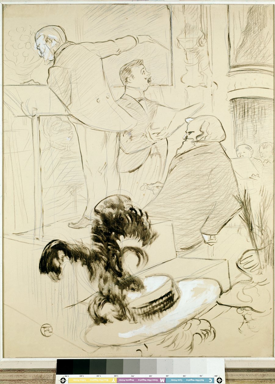 Os grandes concertos da Ópera: Ambroise Thomas testemunhou um ensaio de Francesca da Rimini, c.1896 (tinta da china com pincel, lápis, guache branco e carvão sobre papel, de Henri de Toulouse Lautrec