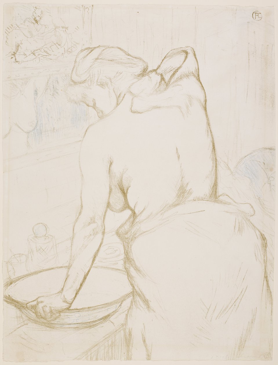 Mulher na casa de banho, a lavar-se de Henri de Toulouse-Lautrec