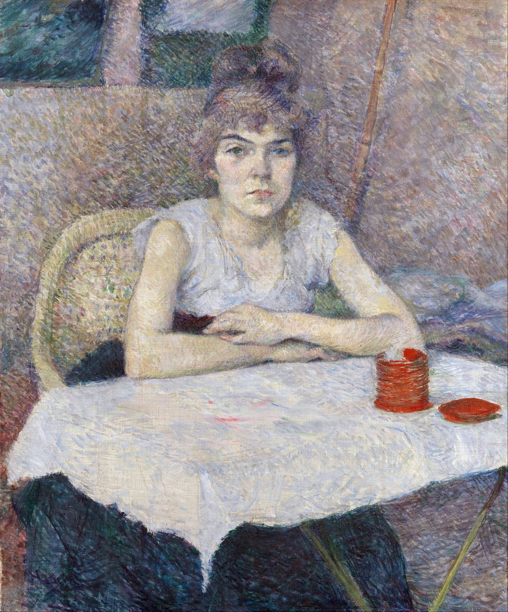 Jovem mulher em uma mesa de Henri de Toulouse Lautrec