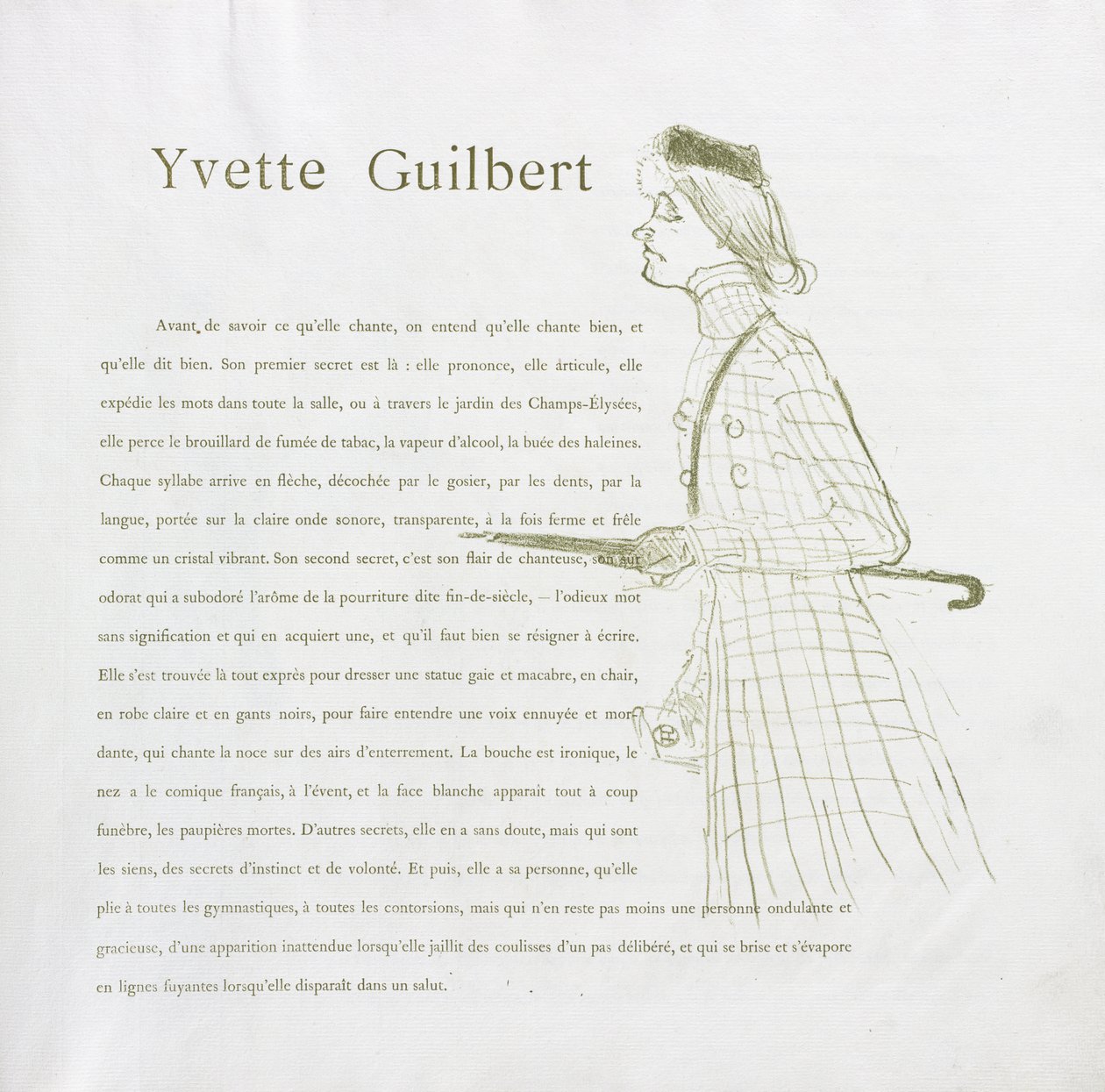 Série Yvette Guilbert-French: No. 1 de Henri de Toulouse-Lautrec