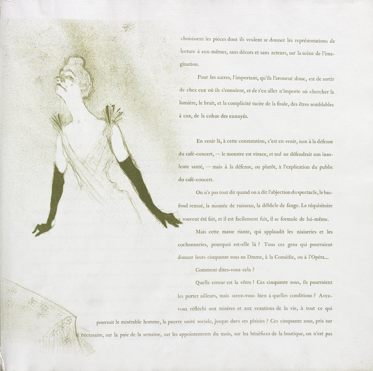 Série Yvette Guilbert-French: No. 4 de Henri de Toulouse-Lautrec