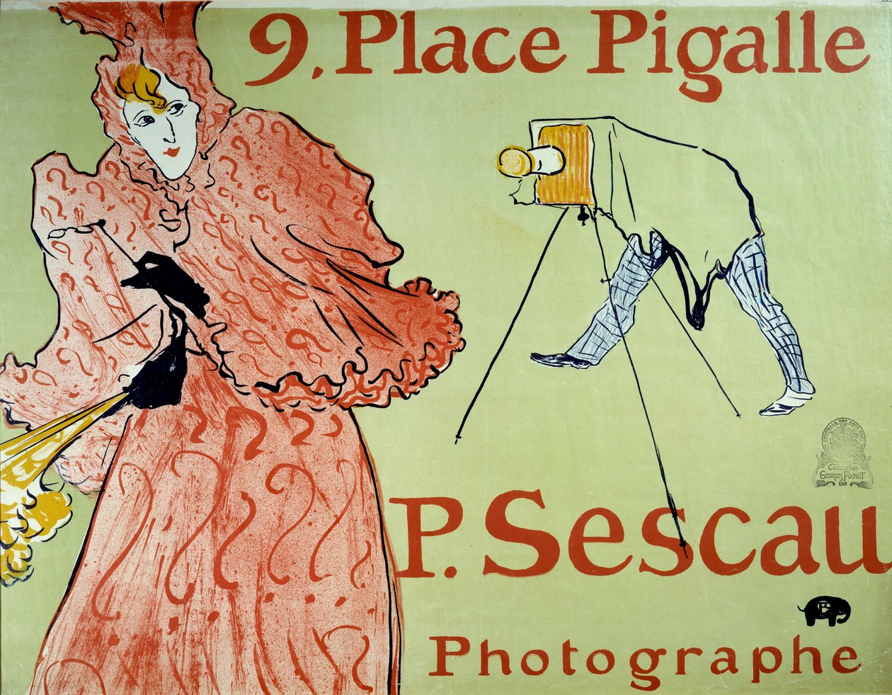 Publicidade para o fotógrafo P. Sescau, 9 Place Pigalle em Montmartre. Cartaz de Henri De Toulouse Lautrec (1864-1901) de Henri de Toulouse Lautrec