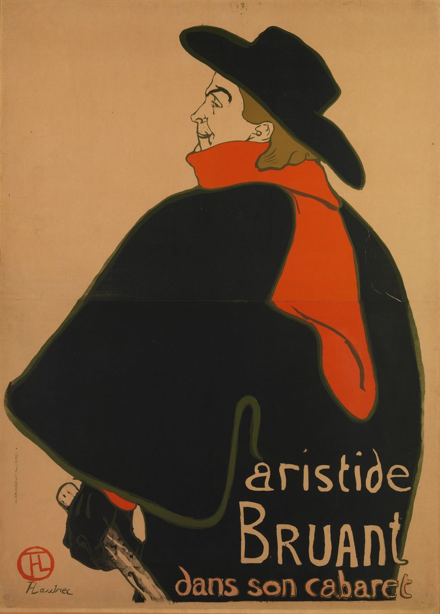 Aristide Bruant, em seu cabaré, 1893 de Henri de Toulouse Lautrec