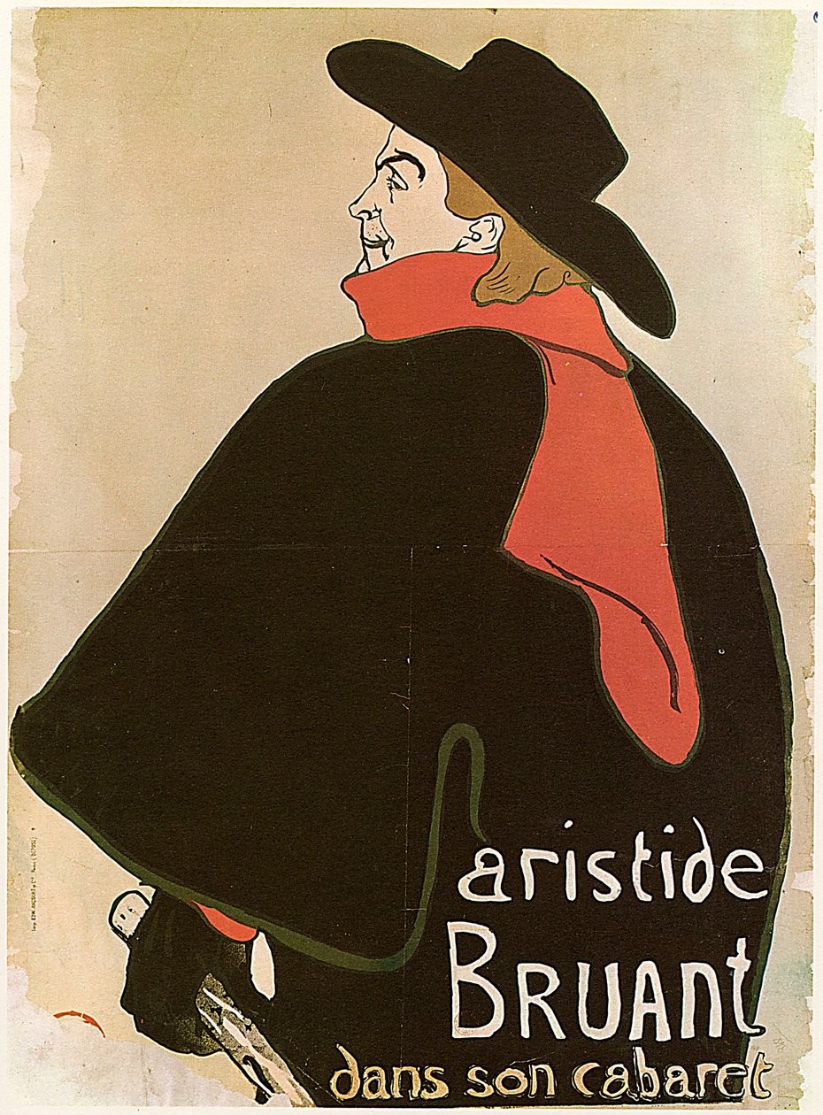 Aristide Bruant em seu cabaré, pôster, 1893. de Henri de Toulouse Lautrec