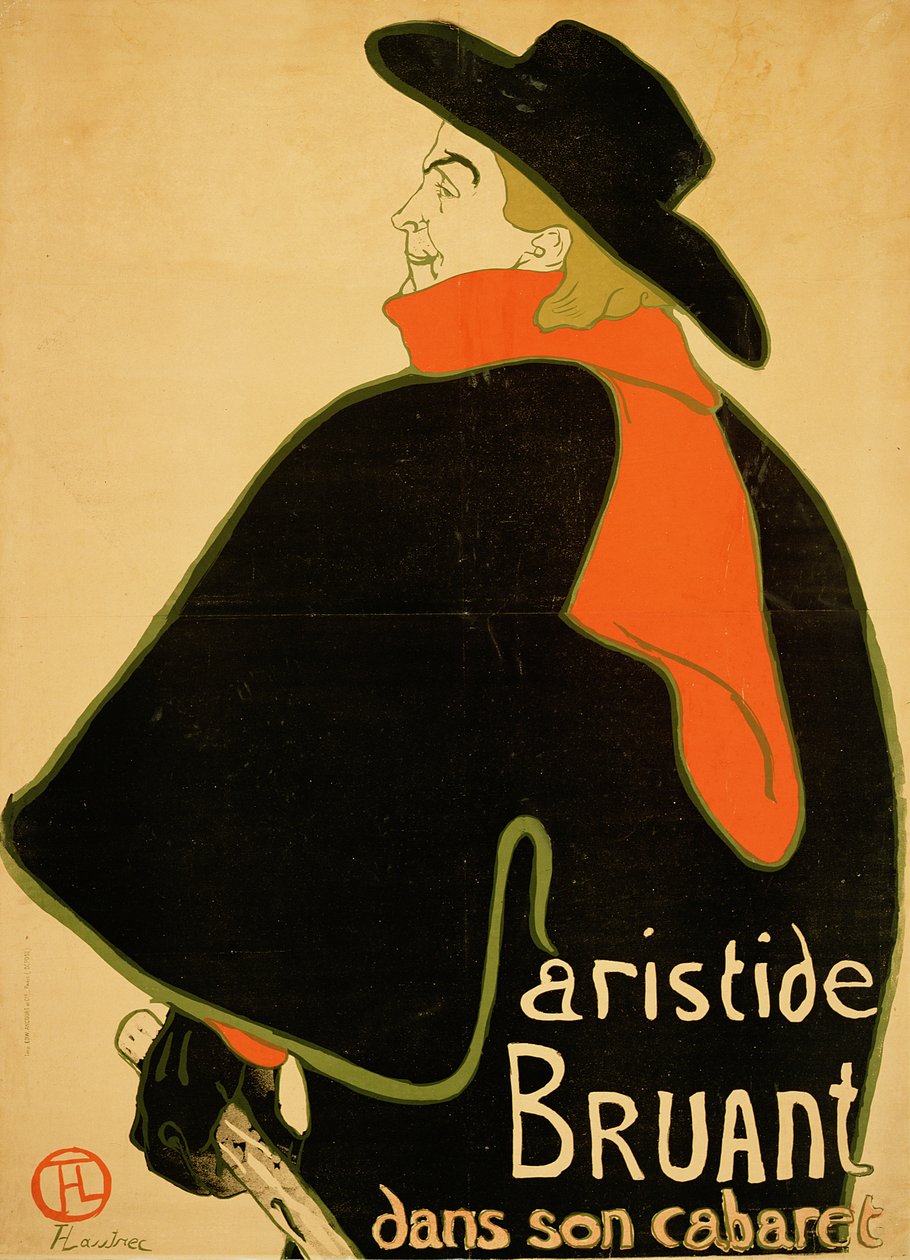 Aristide Bruant em seu Cabaret, 1893 de Henri de Toulouse Lautrec