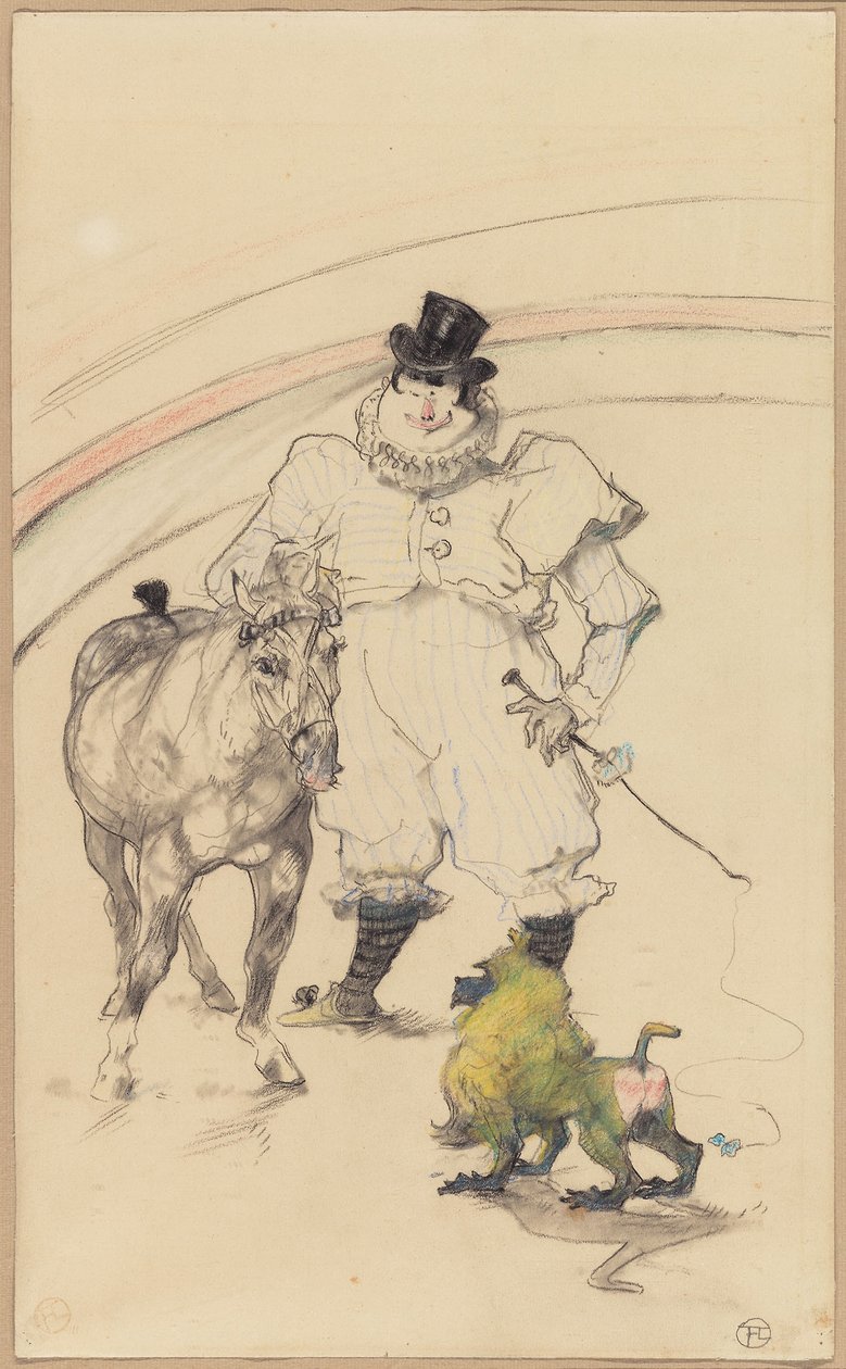 No Circo: Pónei Treinado e Babuíno de Henri de Toulouse Lautrec