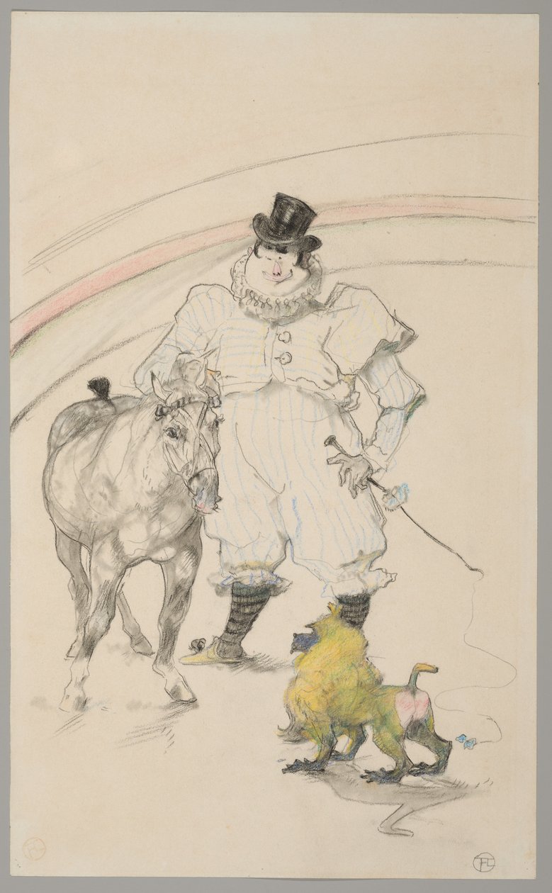 No Circo: Pónei e Babuíno Treinados de Henri de Toulouse Lautrec