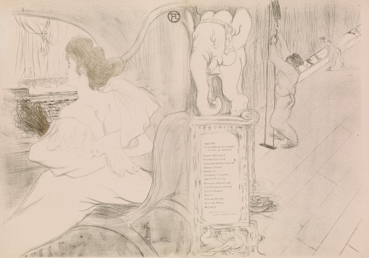 Na cortina Au rideau, 1895., 1895. de Henri de Toulouse Lautrec
