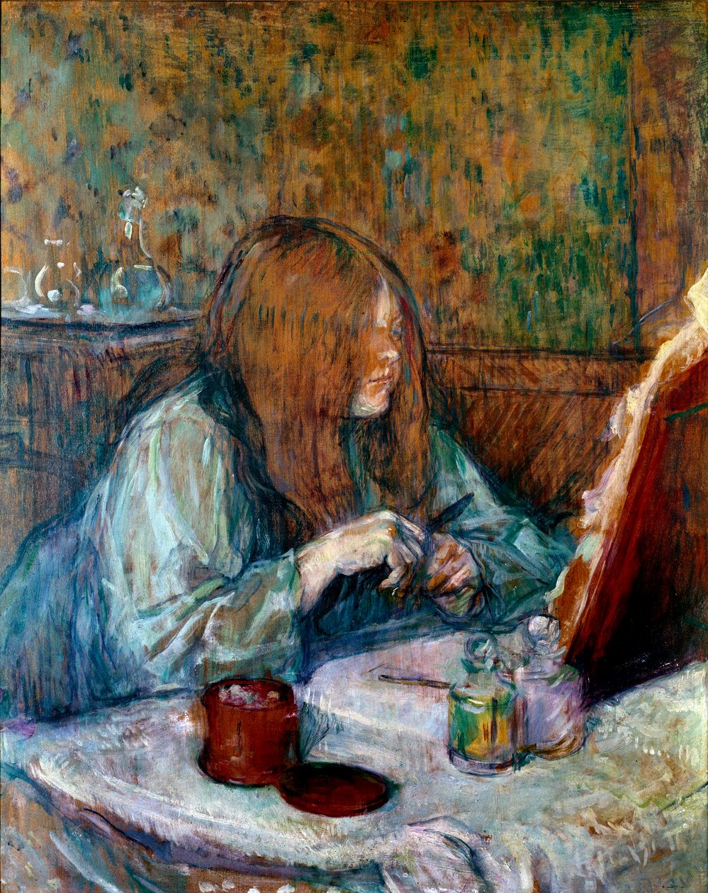 No banheiro, Madame Poupoule Pintura de Henri de Toulouse Lautrec (1864-1901) 1898 Sol. 0,6x0,49 m Albi, musee Toulouse Lautrec de Henri de Toulouse Lautrec