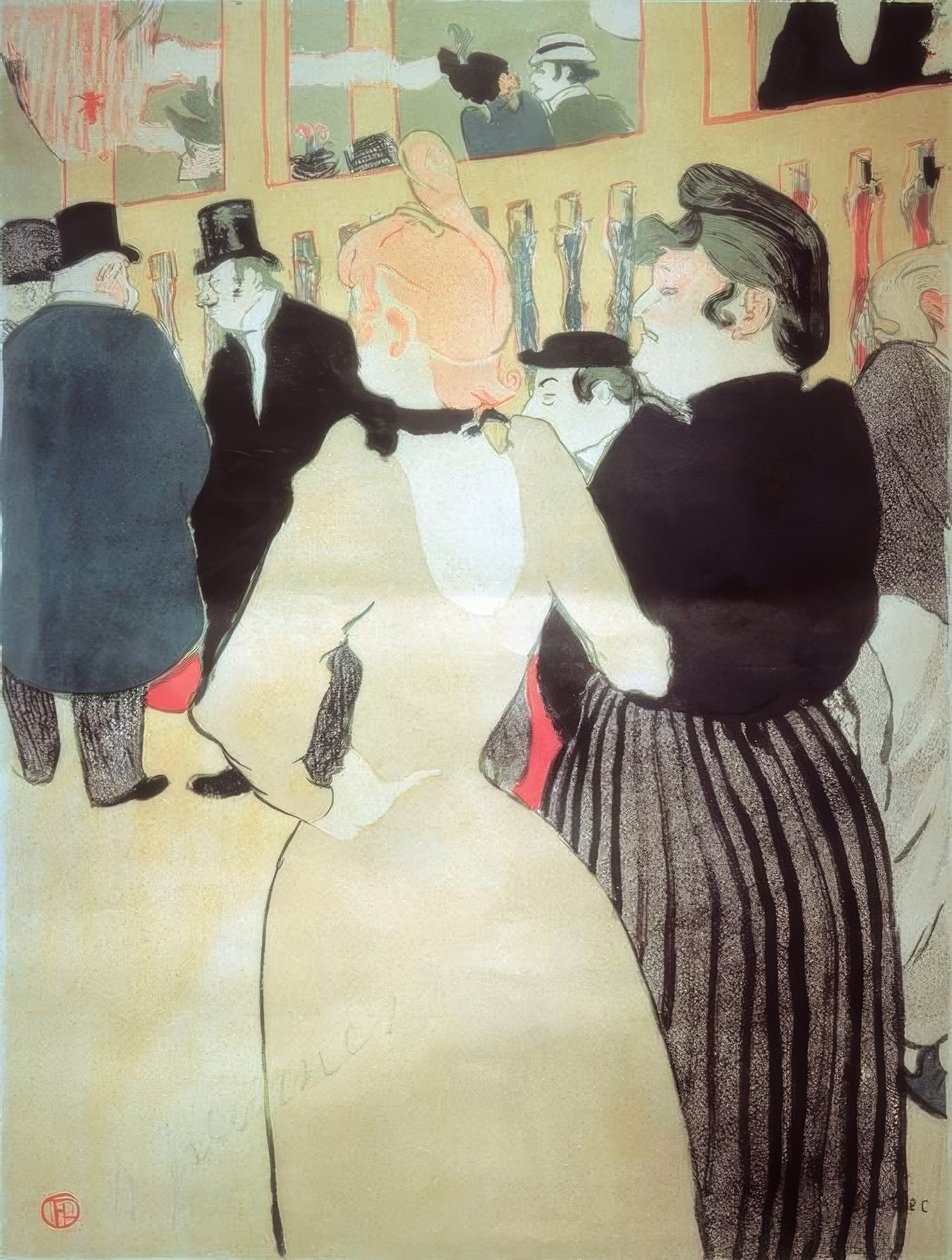 No Moulin Rouge: La Goulue e sua irmã de Henri de Toulouse Lautrec