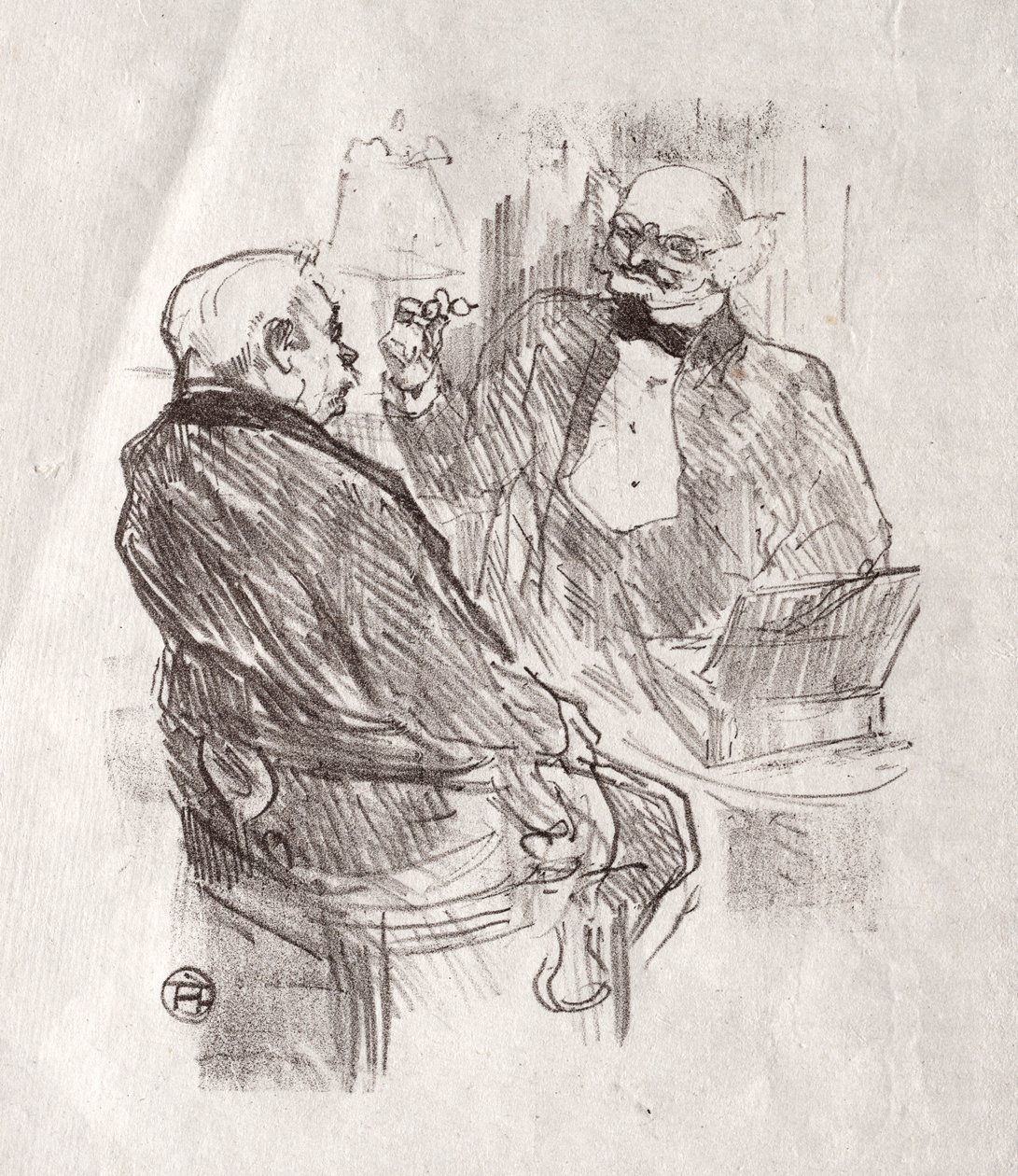 Ao pé do Sinai: Georges Clemenceau e Beauciste Mayer, 1898. de Henri de Toulouse Lautrec