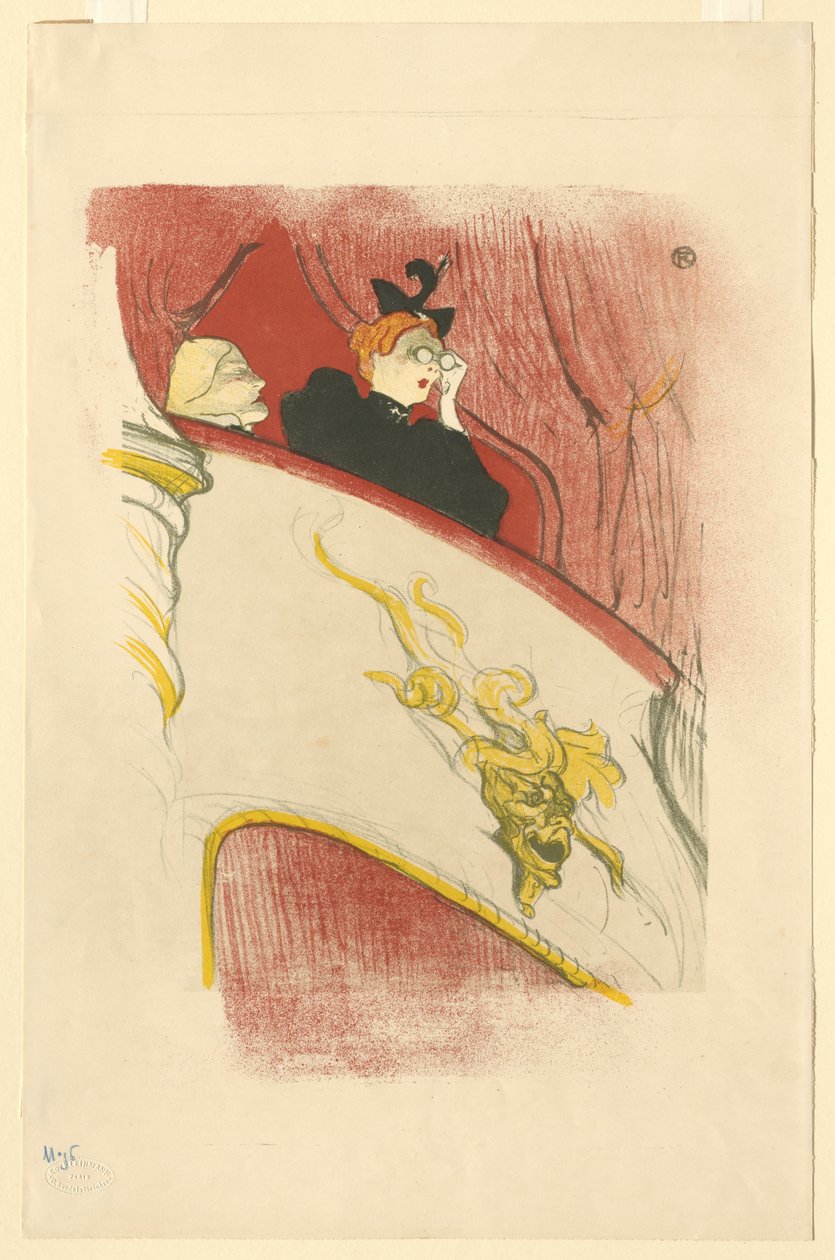 Varanda com uma máscara grotesca dourada de Henri de Toulouse Lautrec