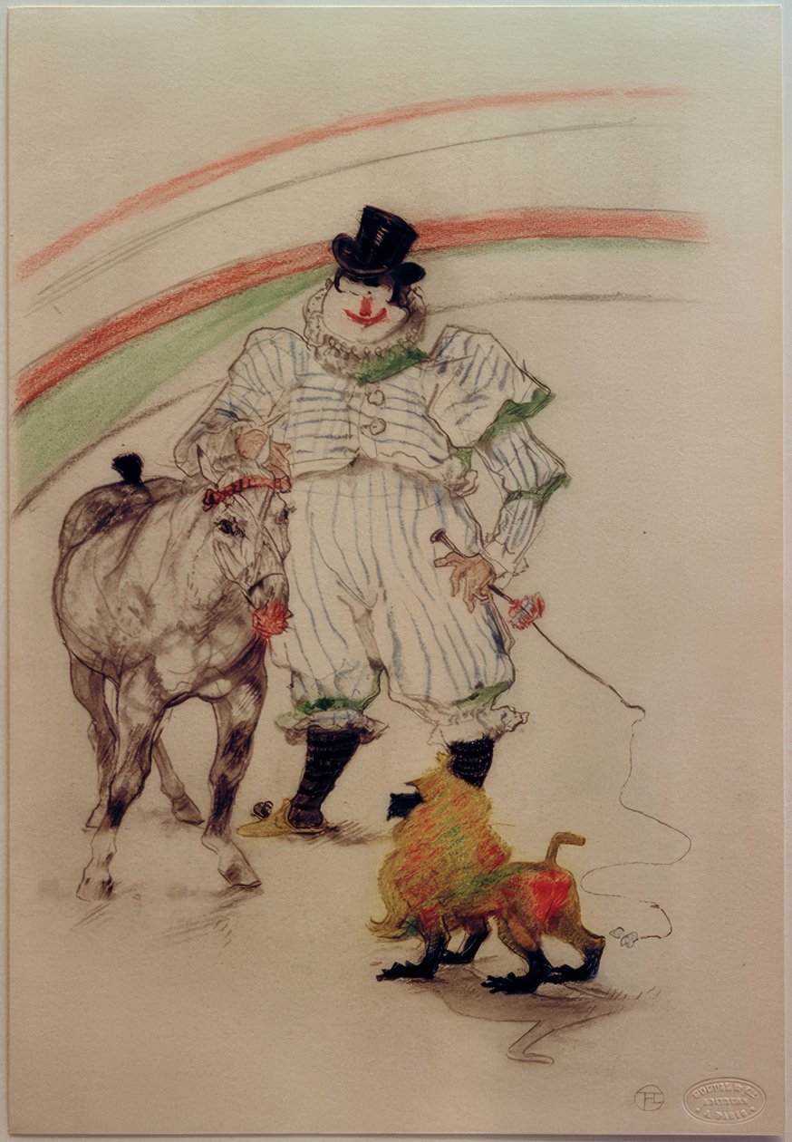 Cavalo e macaco treinados de Henri de Toulouse Lautrec