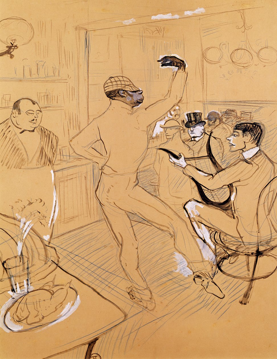 Chocolat Dancing, 1896 (caneta e tinta e lápis de cor sobre papel) de Henri de Toulouse Lautrec
