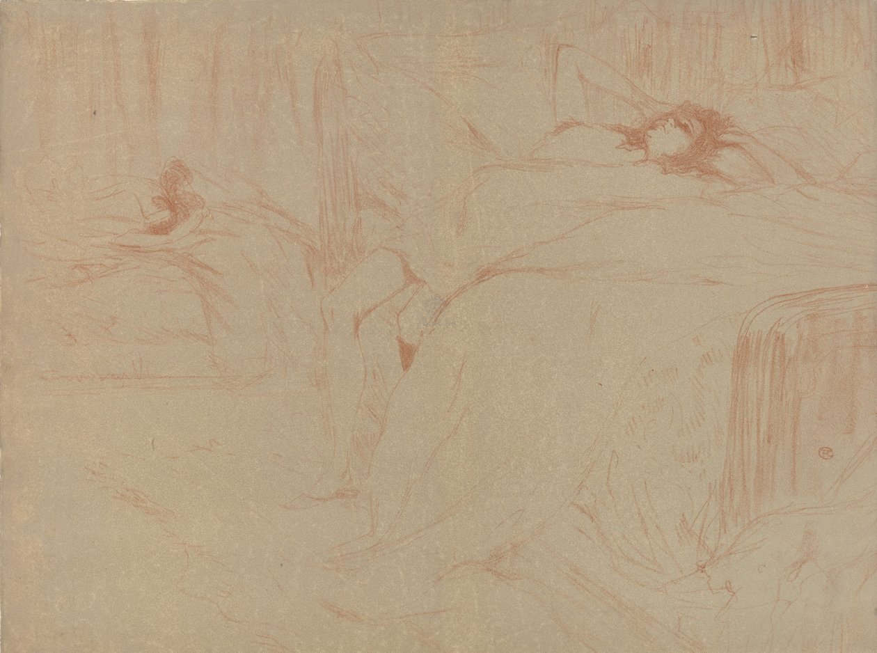 Desmaiado na Cama, da série Elles, 1896., 1896. de Henri de Toulouse Lautrec