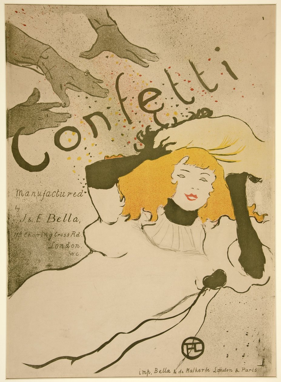 Confete, pub. 1894 (cor lito) de Henri de Toulouse Lautrec