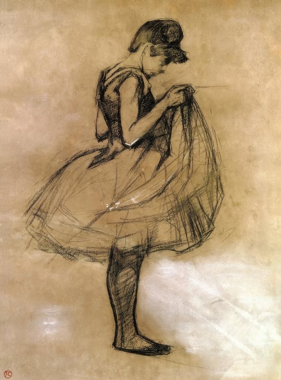 Dançarina que ajusta sua camisa de Henri de Toulouse Lautrec