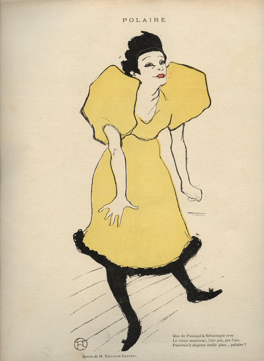 Desenho de Henri de Toulouse Lautrec representando "Polar" (La chanteuse Polaire) em Le Rire - Journal humoristique publicou le samedi - n°16 du 23 February 1895 - de Henri de Toulouse Lautrec