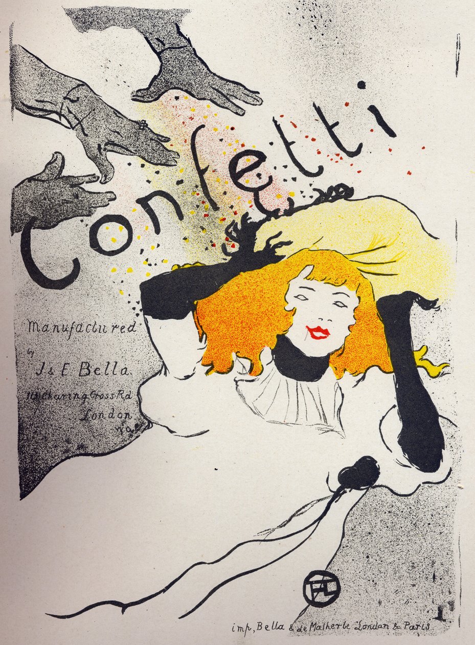 Economia. Confettis de Papel da Bella Manufacture. Cartaz de Henri de Toulouse Lautrec, Inglaterra, c.1894. (cartaz) de Henri de Toulouse Lautrec