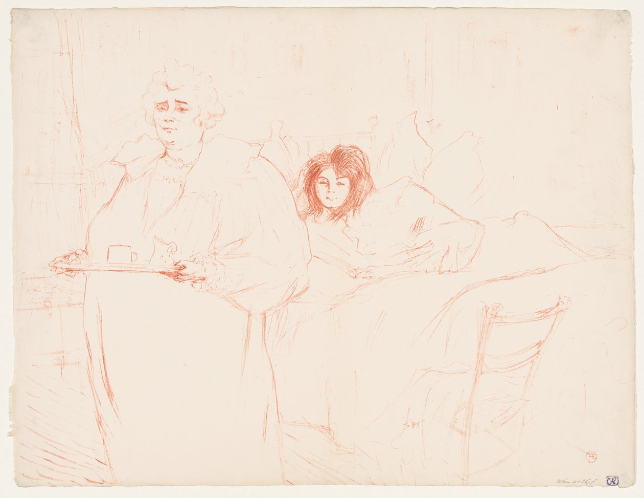 Elles: Mulher carregando uma bandeja, Mme. Barão e Mlle. Popó de Henri de Toulouse Lautrec