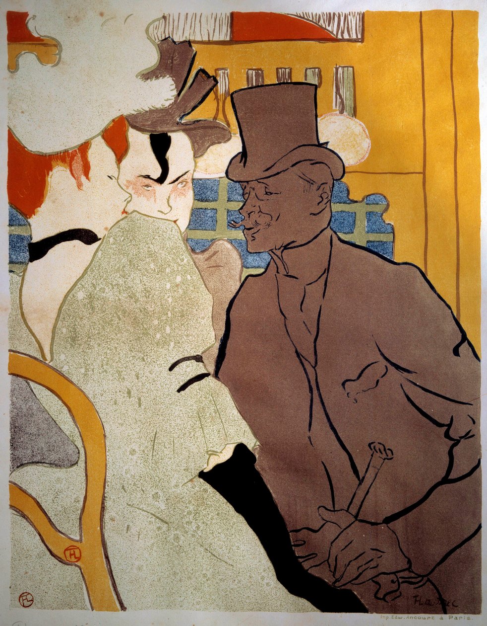 Inglês no Moulin Rouge Litográfico de Henri de Toulouse Lautrec (1864-1901) 1892 Sun. 0,47x0,37 m Albi, Musee Toulouse Lautrec de Henri de Toulouse Lautrec