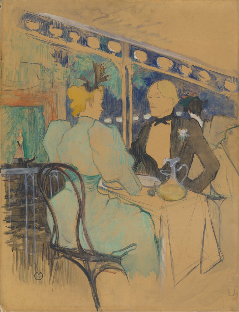 Pessoas elegantes em Les Ambassadeurs de Henri de Toulouse Lautrec