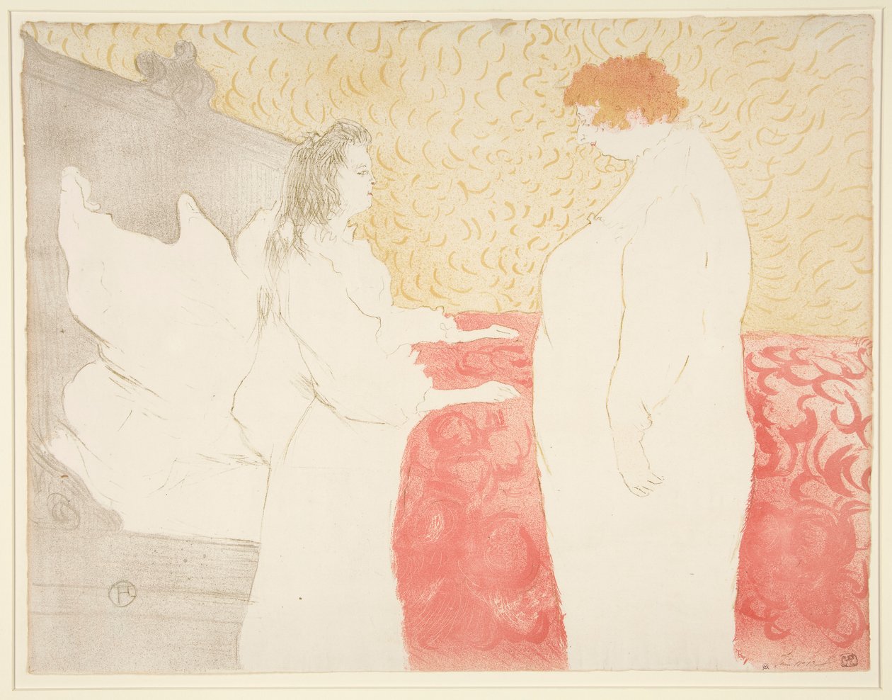 Femme au lit, profil, au petit alavanca (Mulher na Cama, Perfil, Levantar), da série Elles de Henri de Toulouse Lautrec
