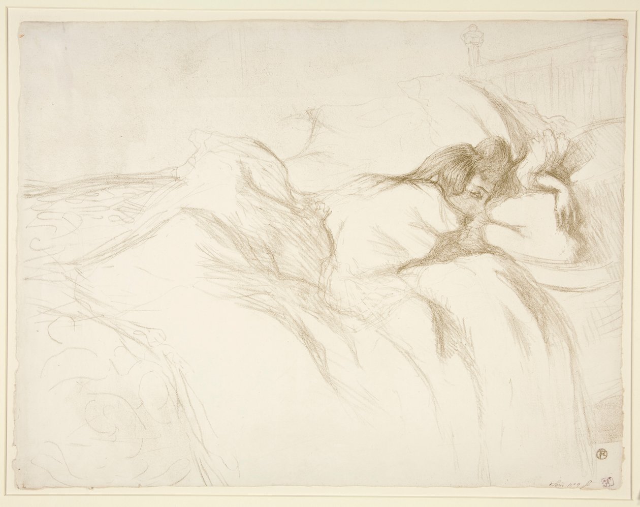 Femme couch?e, R?veil (Mulher a Acordar na Cama), da série Elles de Henri de Toulouse Lautrec