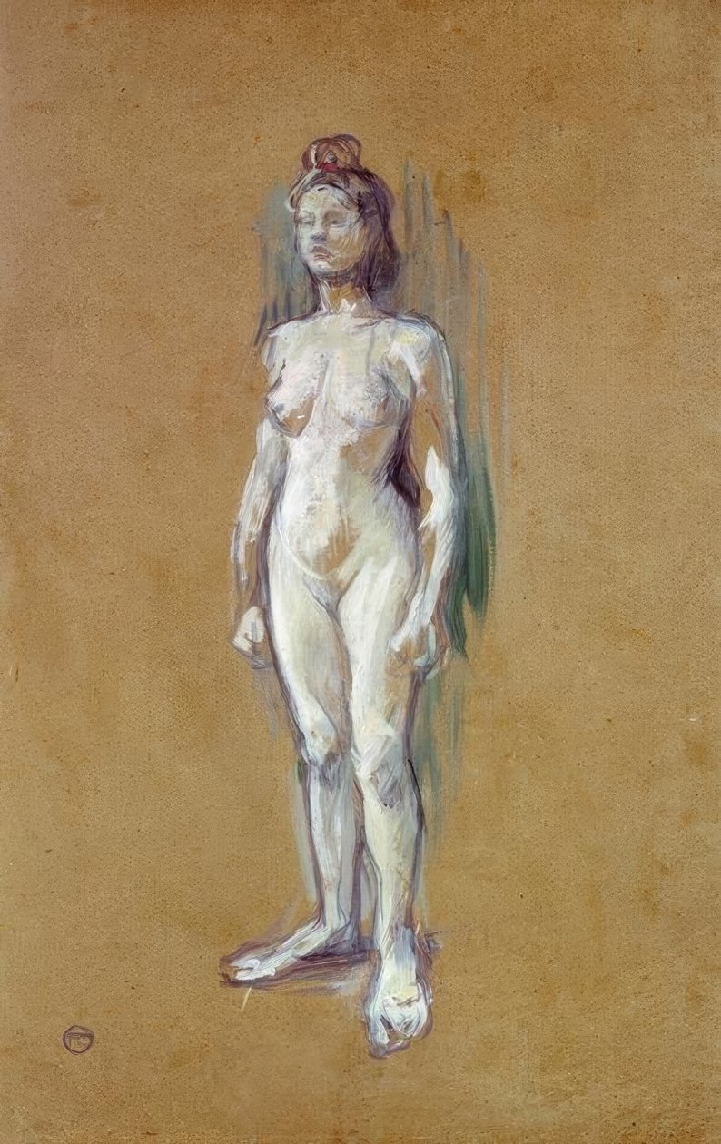 Mulher nua em pé na frente de Henri de Toulouse Lautrec