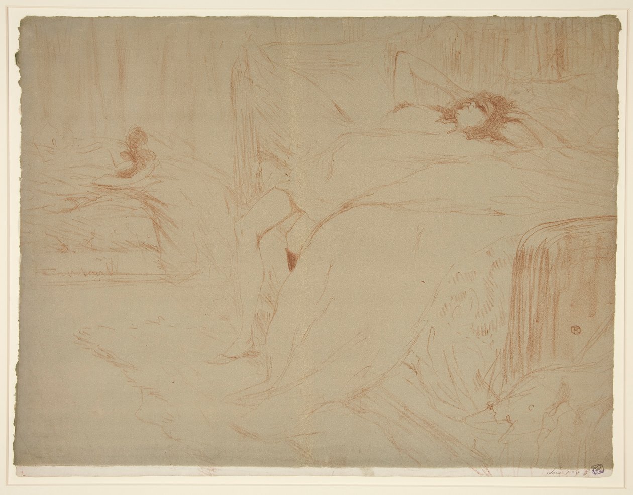 Femme sur le dos, lassitude (Mulher deitada de costas, Vestindo), da série Elles de Henri de Toulouse Lautrec