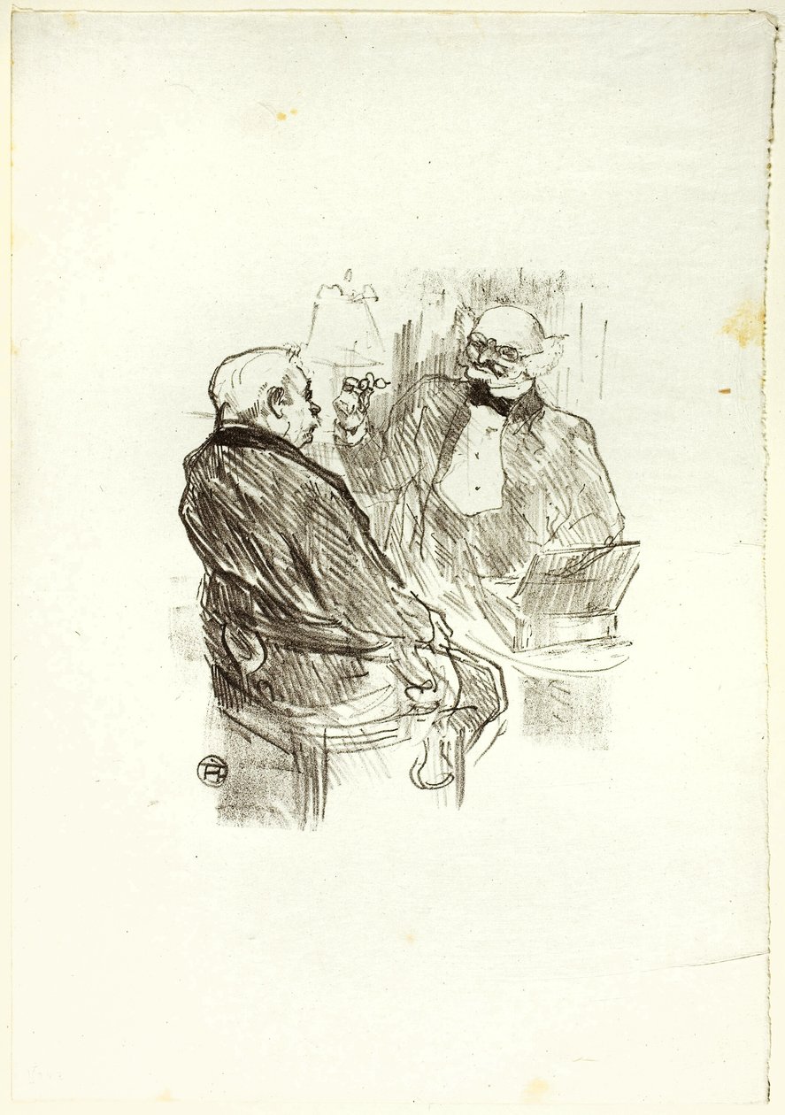 Georges Clemenceau e o optomotricista, Mayer, de Au Pied du Sinaï de Henri de Toulouse Lautrec