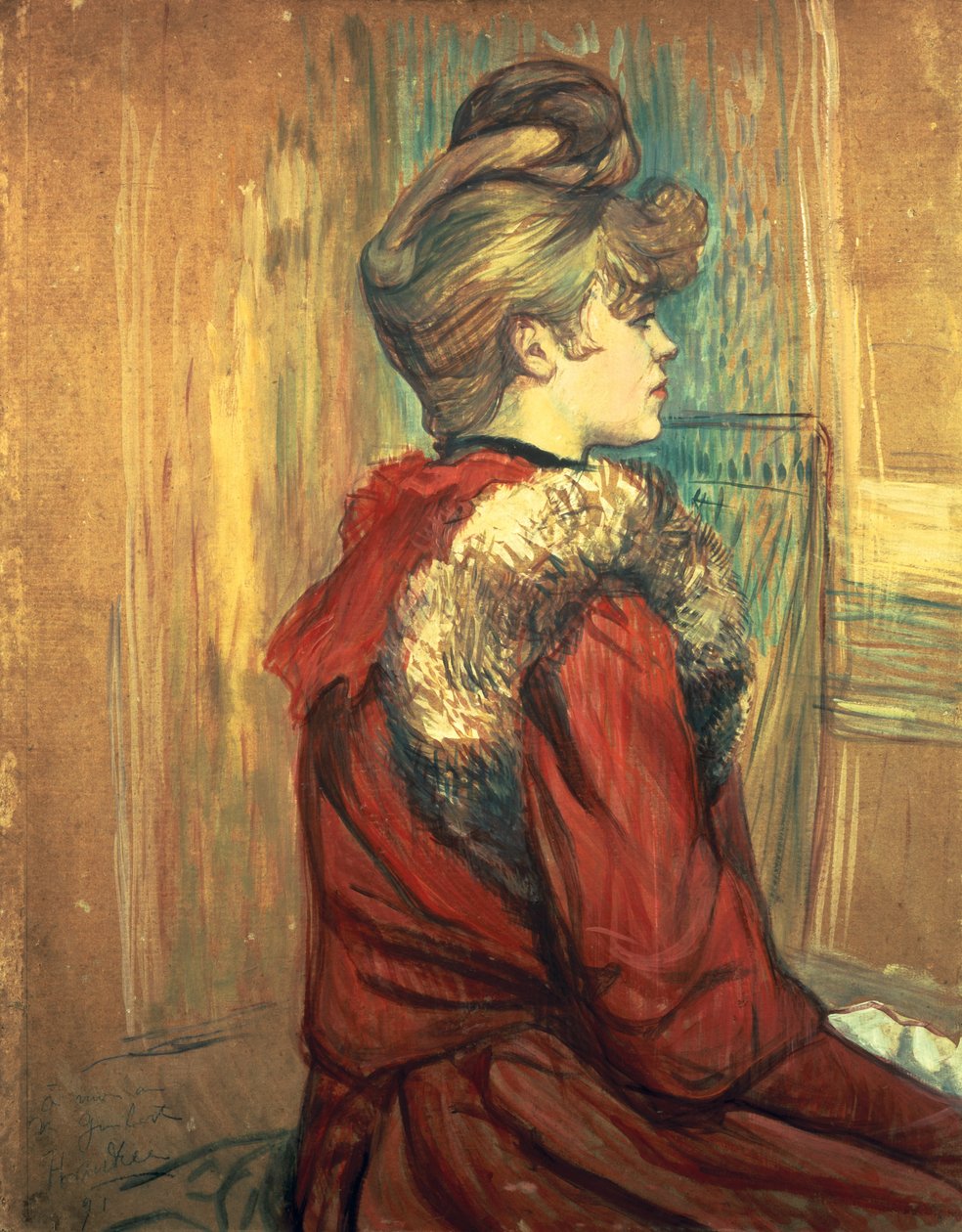Menina com uma estola de pele, mademoiselle Jeanne Fontaine, 1891 de Henri de Toulouse Lautrec