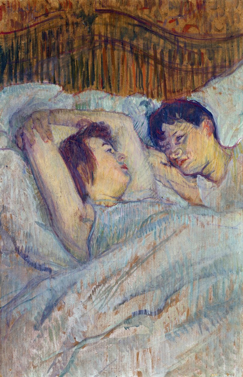 Na cama par Toulouse-Lautrec, Henri, de (1864-1901). Óleo sobre papelão de Henri de Toulouse Lautrec