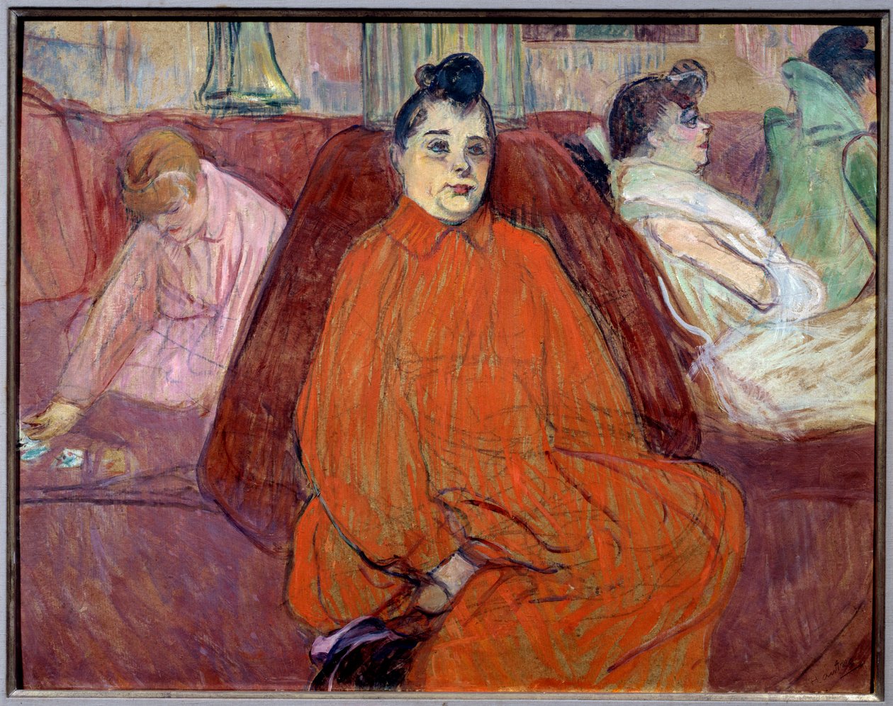 Na sala, o sofá Prostitutas em um bordel esperando por convidados. Quadro de Henri de Toulouse Lautrec de Henri de Toulouse Lautrec