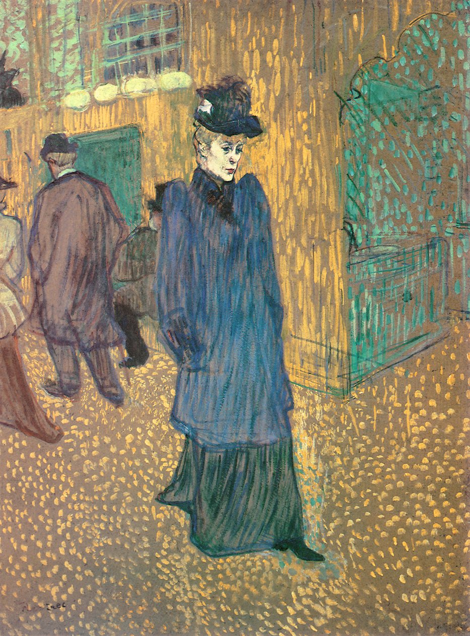 Jane Avril Deixando o Moulin Rouge, 1892 (essência a bordo) de Henri de Toulouse Lautrec