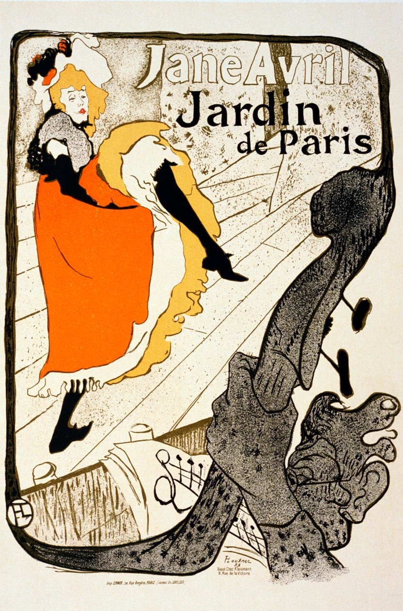 Jane Avril no Jardin de Paris, 1893. de Henri de Toulouse Lautrec