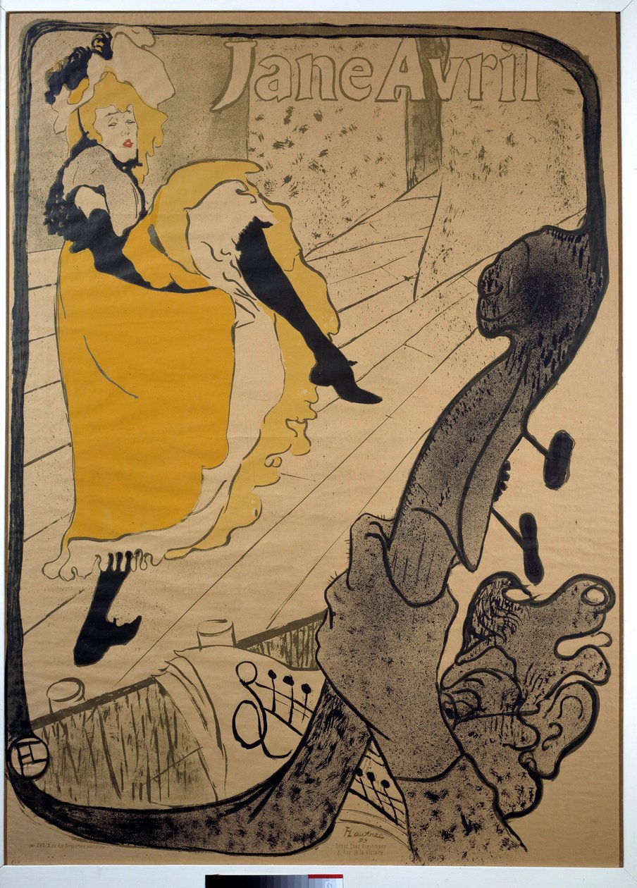 Jane Avril, nos Jardins de Paris Cartaz de Henri de Toulouse-Lautrec (1864-1901). Dim. 1,30 x 0,95. 1893. Albi, Musee Toulouse Lautrec de Henri de Toulouse Lautrec