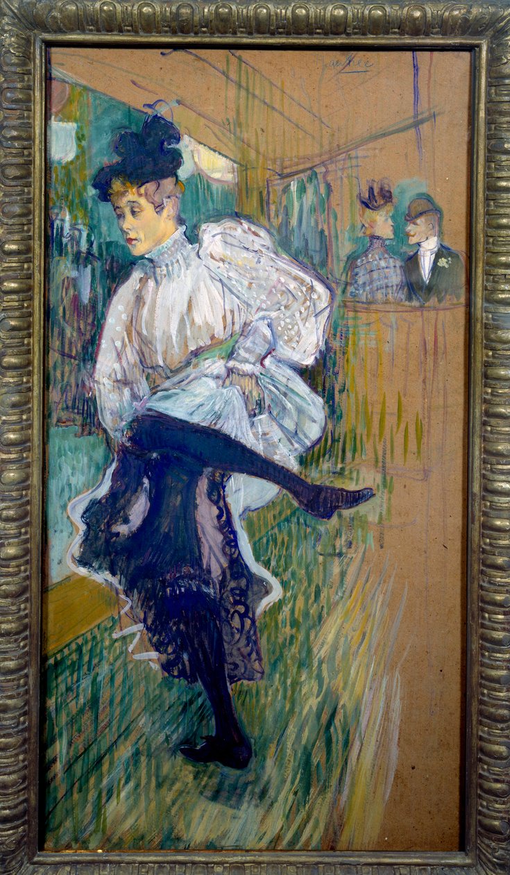 Jane Avril dançando Jane Avril (1868-1943) era uma dançarina do Moulin Rouge. Pintura de Henri de Toulouse Lautrec (1864-1901) 1891 Sun. 0,85x0,45 m Paris, musee d