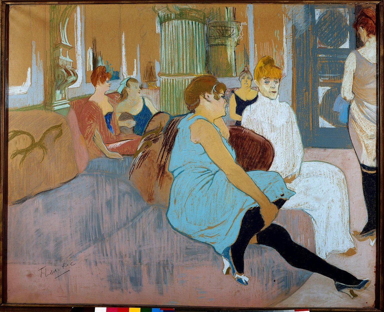 O Salão na Rue des Moulins (Paris). Aquarela de Henri De Toulouse Lautrec (Toulouse-Lautrec) (1864-1901) de Henri de Toulouse Lautrec