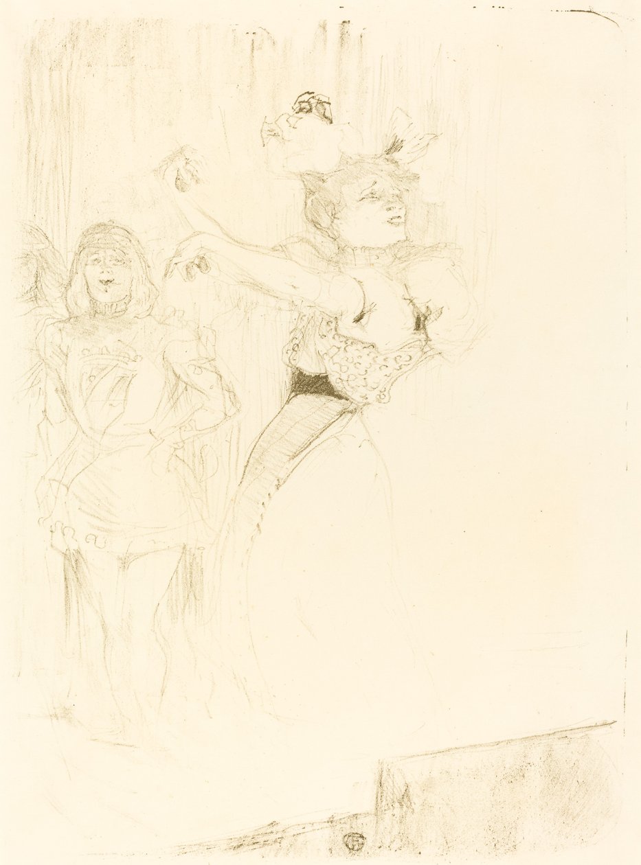 Lender dançando o bolero em Chilperic Lender dançando o bolero step em Chilperic, 1895. de Henri de Toulouse Lautrec