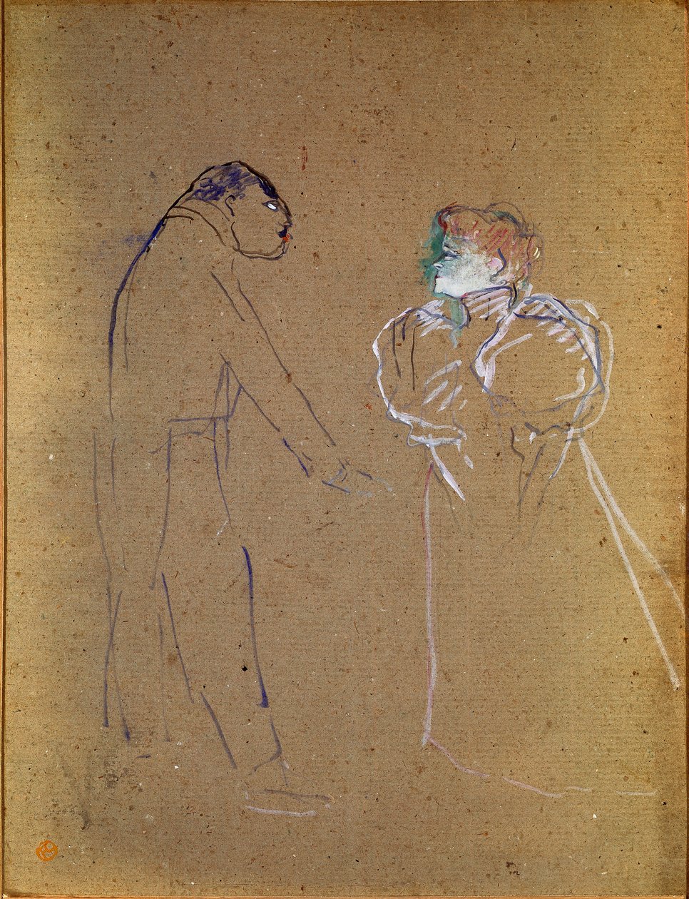 Lucien Germain Guitry (1860-1925) e Jeanne Granier. Desenho de Henri de Toulouse-Lautrec (Toulouse Lautrec de Henri de Toulouse Lautrec