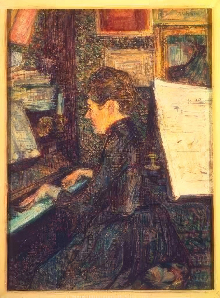 Mademoiselle Marie Dihau ao piano de Henri de Toulouse Lautrec
