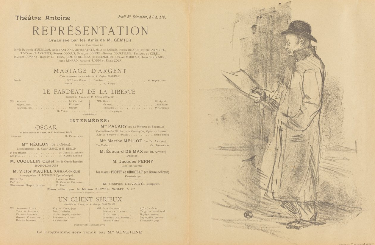 Bodas de prata; O Fardo da Liberdade; Um Cliente Sério [frente] de Henri de Toulouse Lautrec