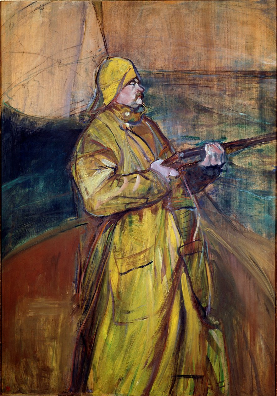 Maurice Joyant, na Baía de Somme. Maurice Joyant (1866-1930), escritor e galerista com cera e shotgun. Pintura de Henri de Toulouse-Lautrec (Toulouse Lautrec de Henri de Toulouse Lautrec