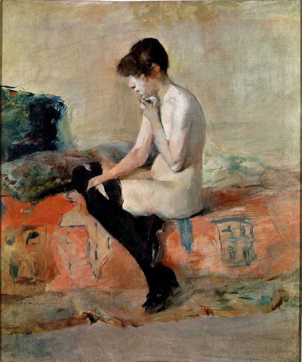 Estudo nu. Mulher nua sentada num sofá. Pintura de Henri de Toulouse-Lautrec (Toulouse Lautrec de Henri de Toulouse Lautrec